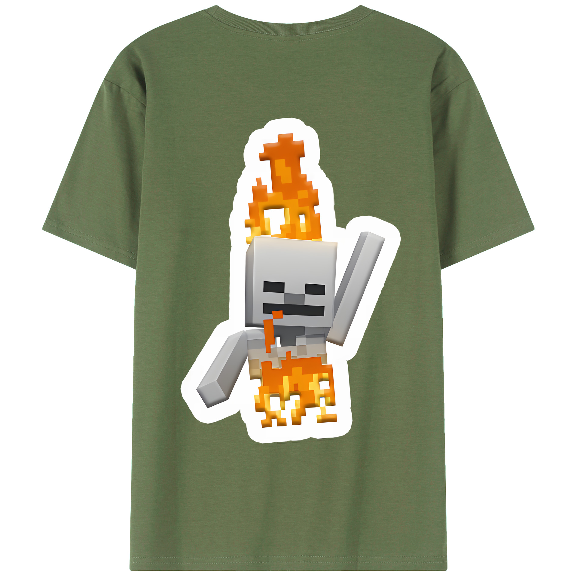 （画像用） マインクラフト ブロックの世界 Minecraft MC Block world 綿100％ メンズ半袖Tシャツ（バックプリント） 通気性